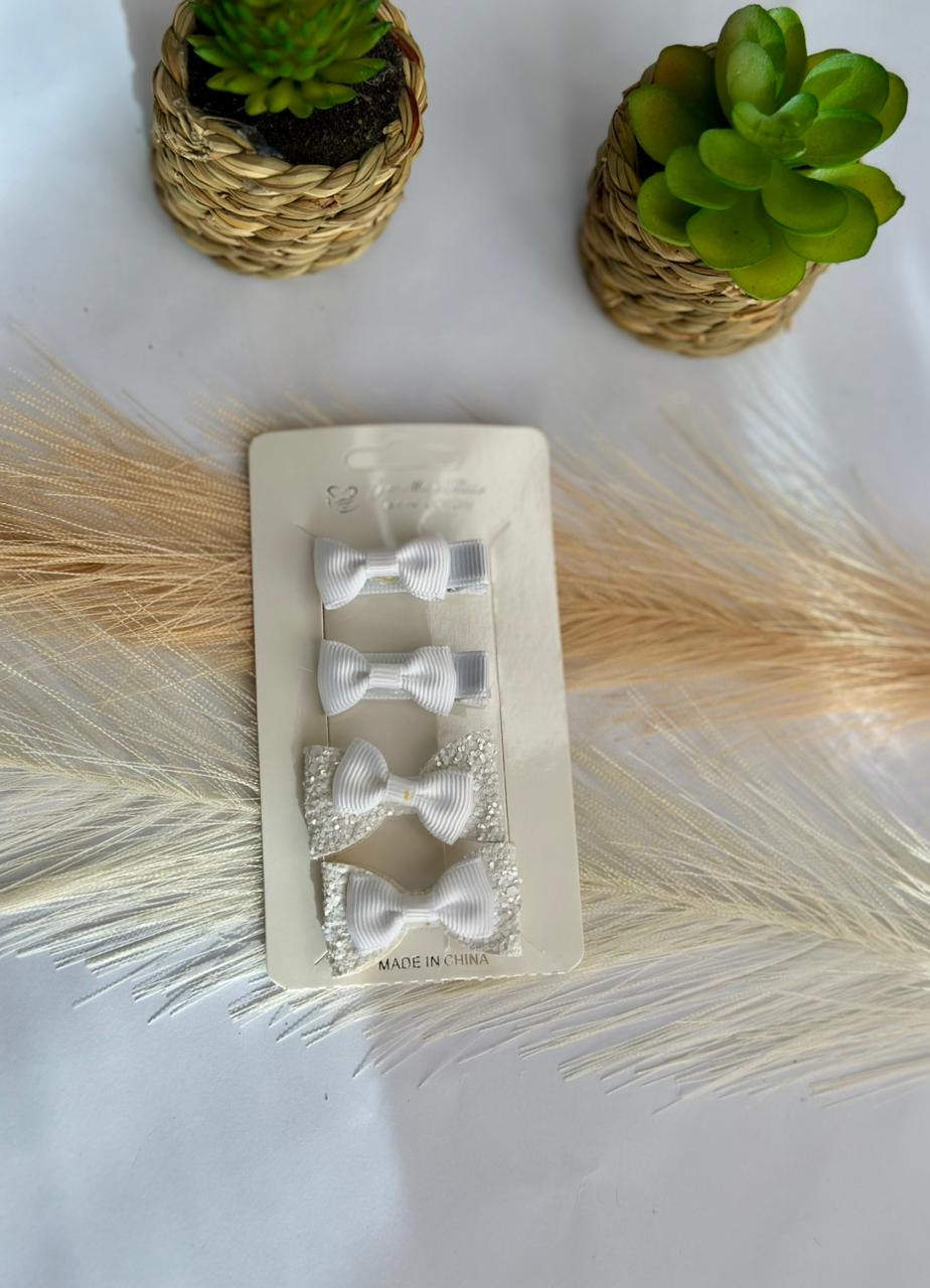 Glitter bow hair clip set
