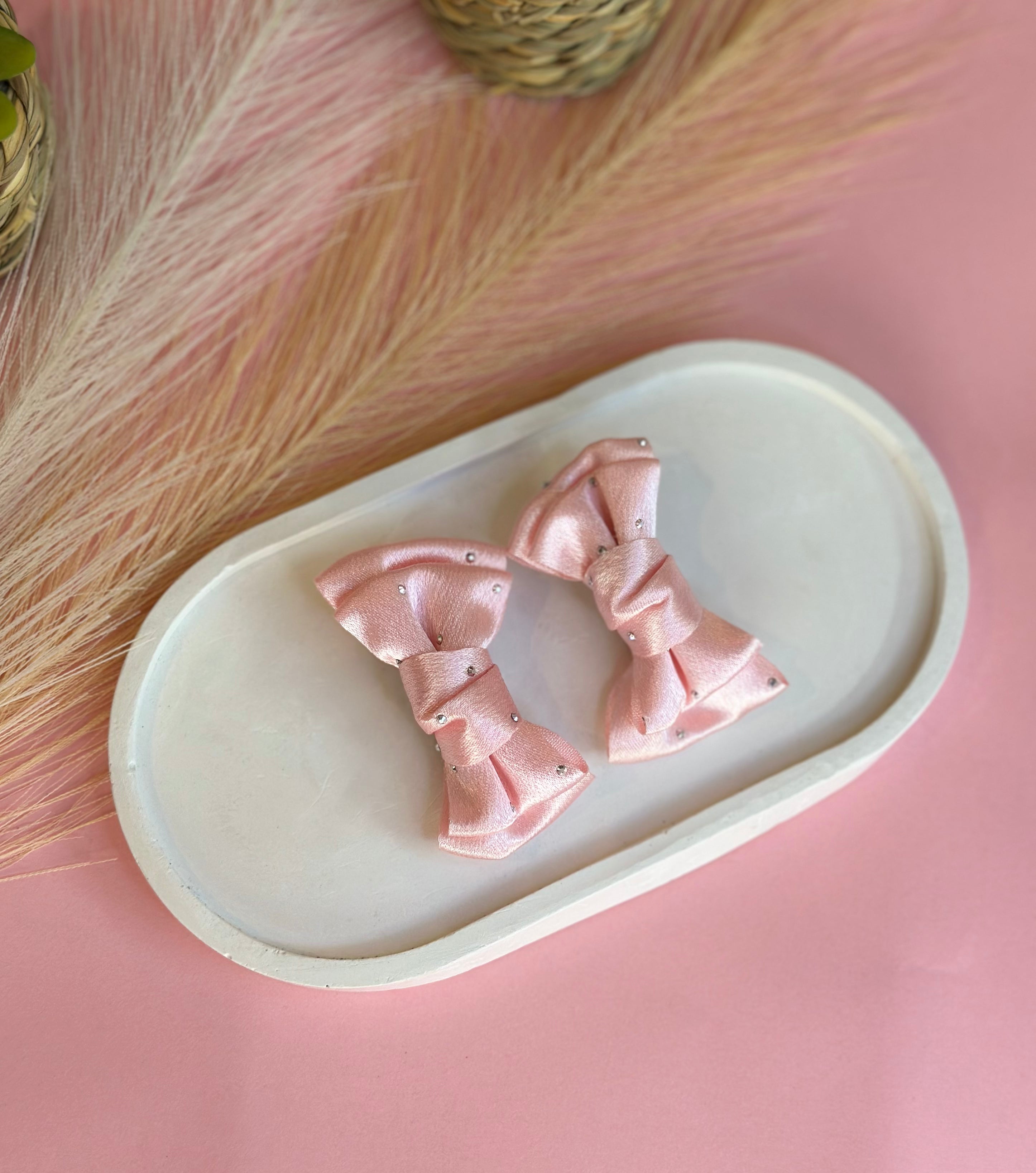 Satin bow hair clip