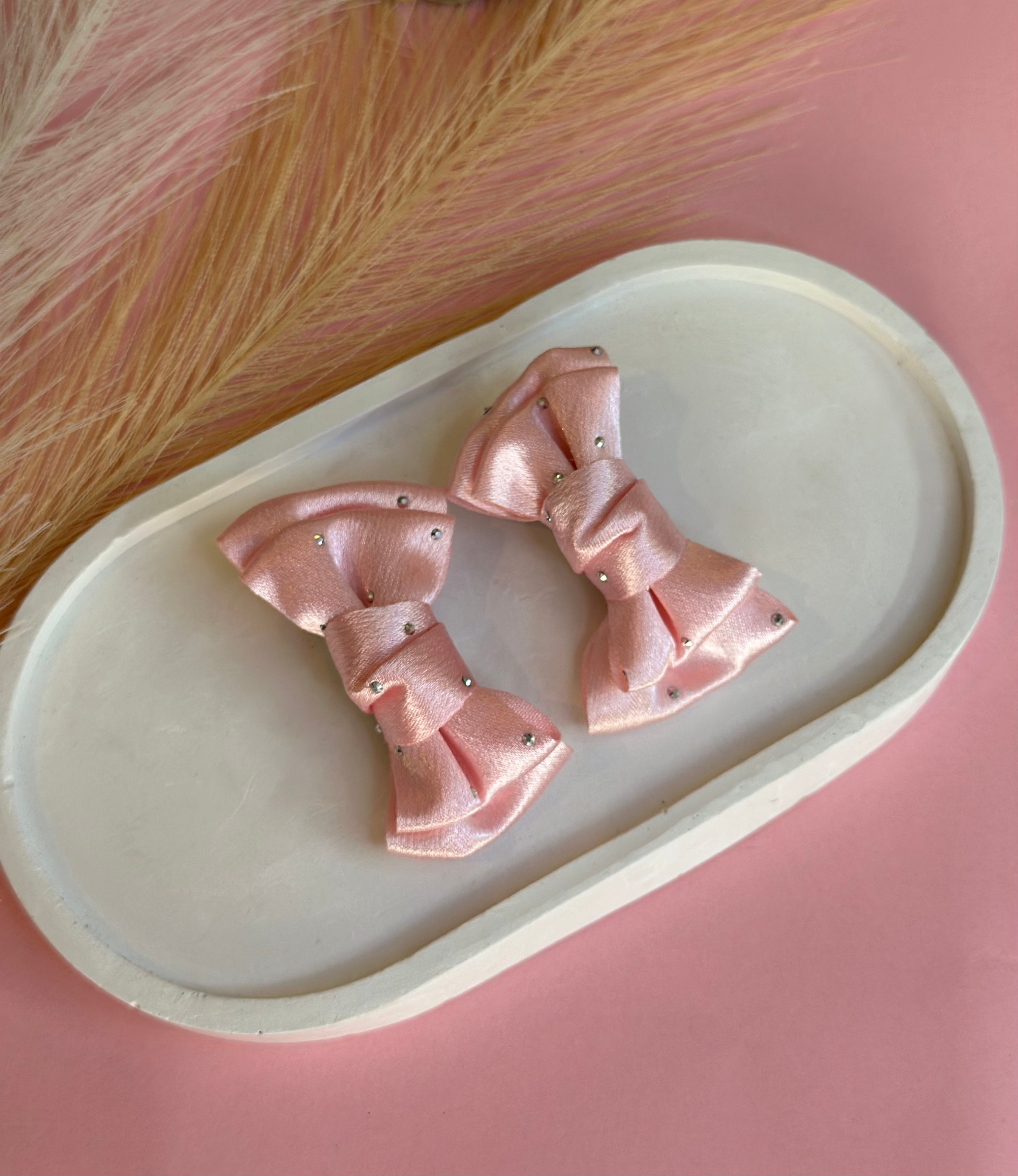 Satin bow hair clip