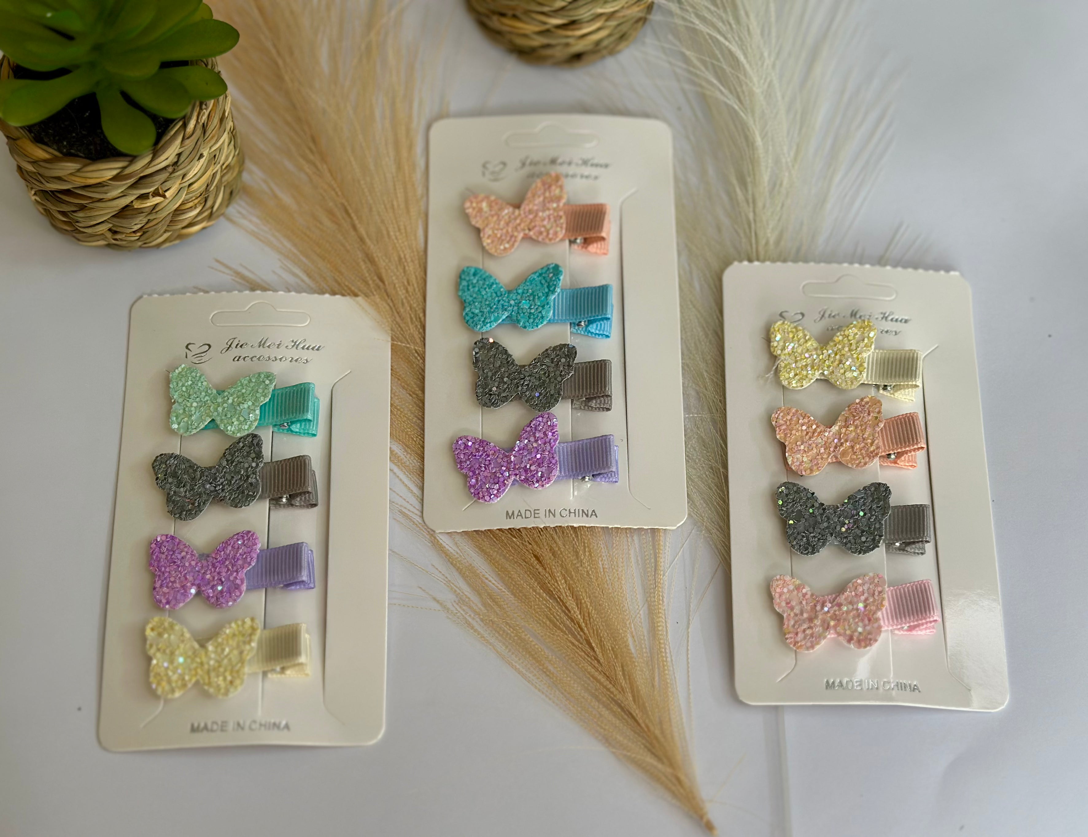 Butterfly multi glitter pins set