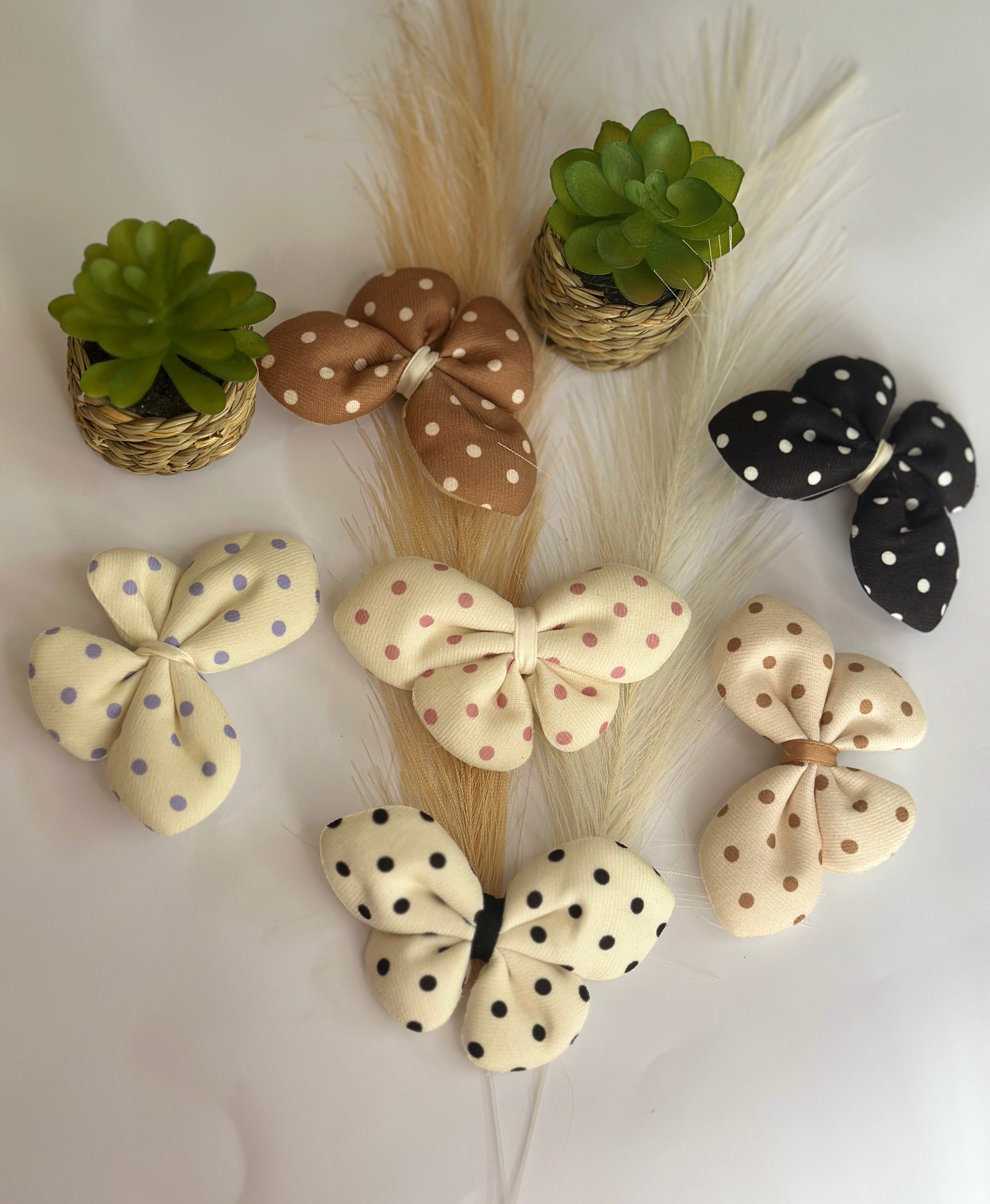 Butterfly dots bow clips