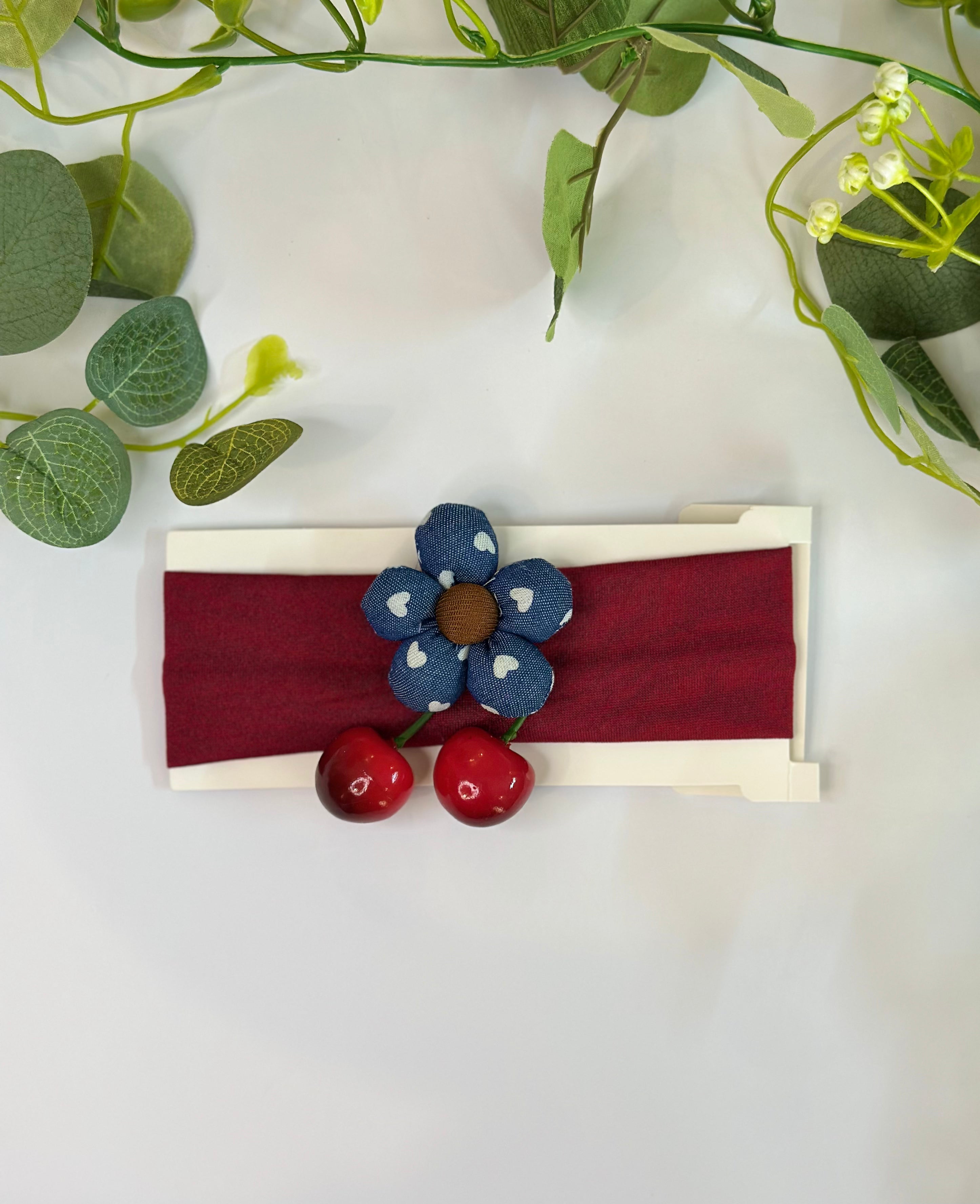Stretchy flower cherry headband