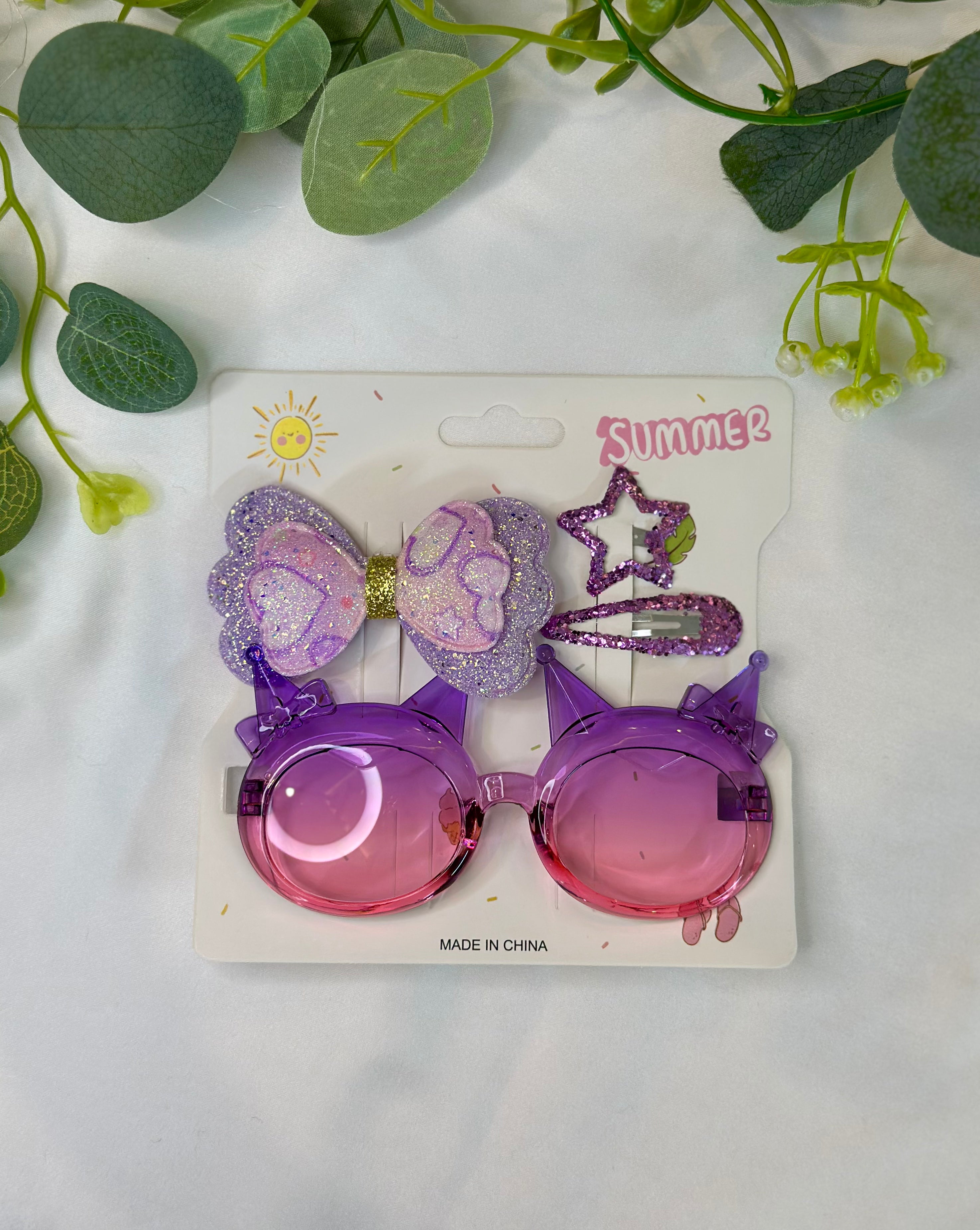 Glasses and bow star hair clip set