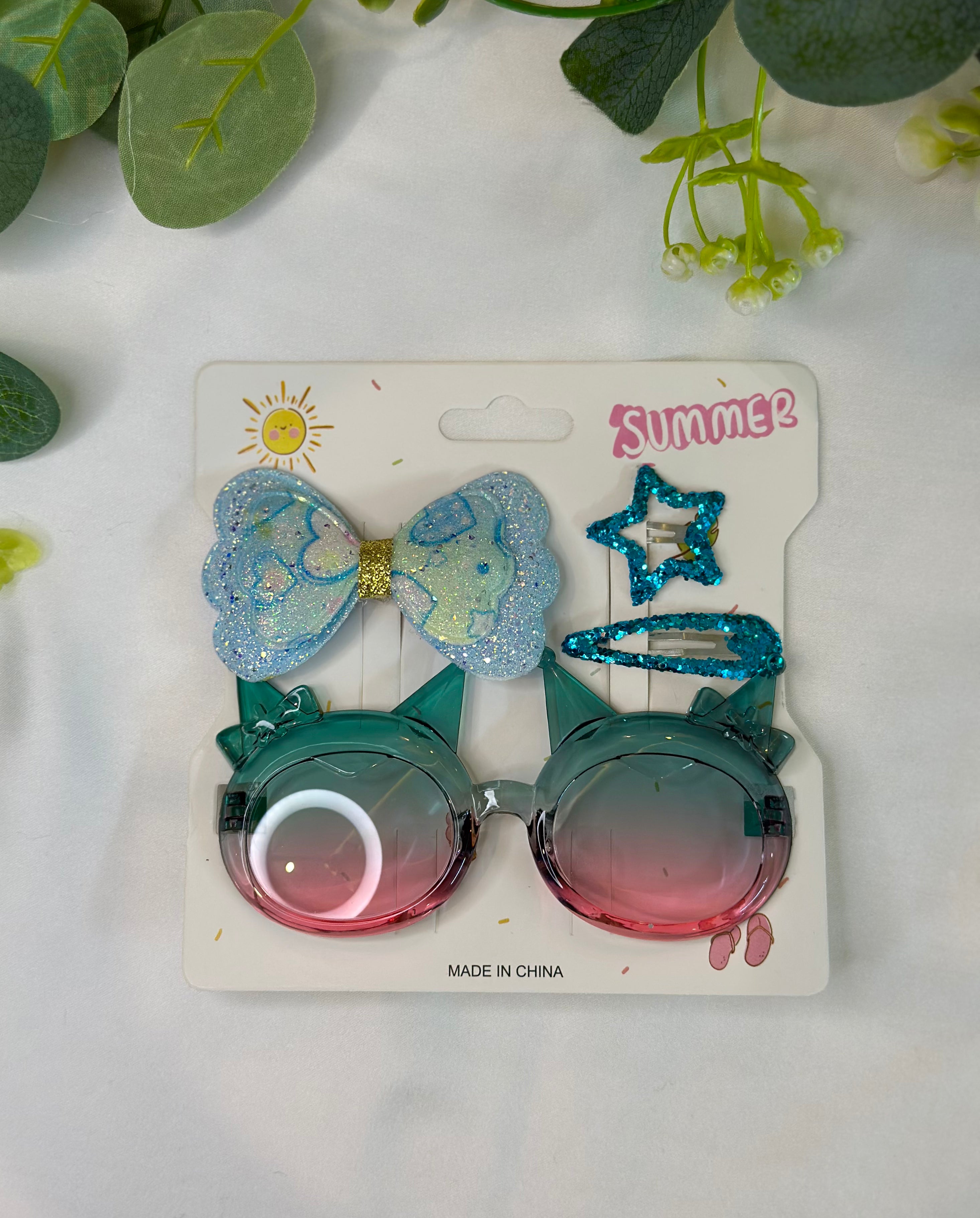 Glasses and bow star hair clip set