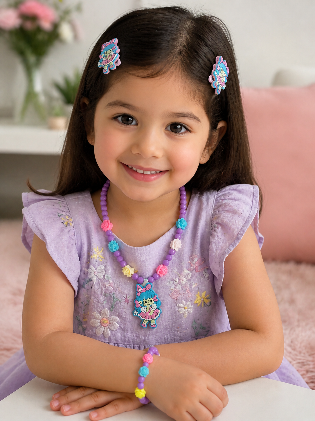 Necklace with bracelet and pins