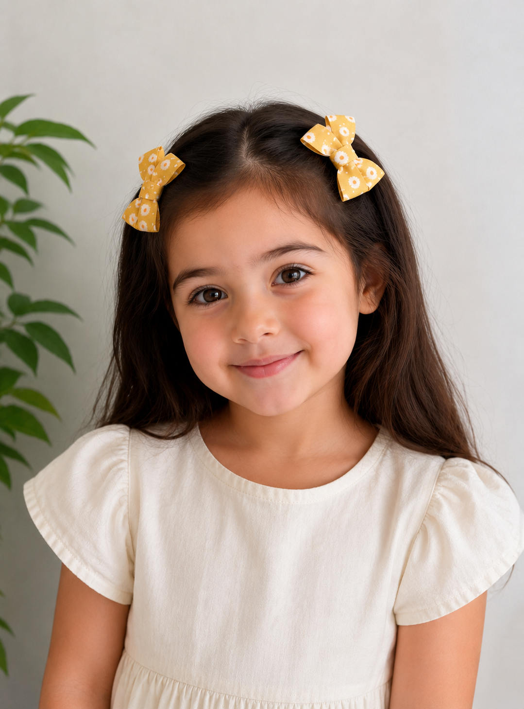 Flower print bow clip set