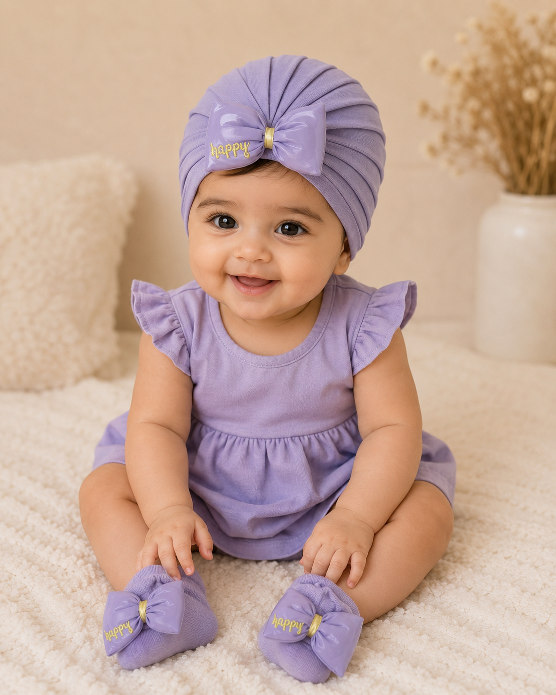 Turban hats with matching booties