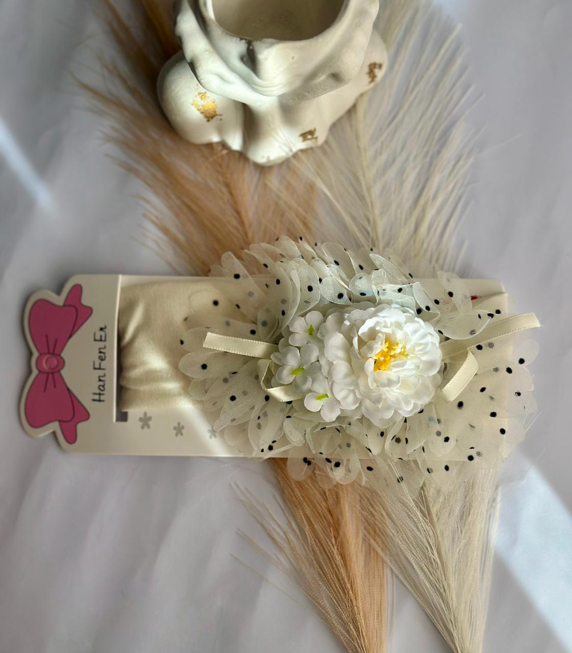 Polka dots flower headband