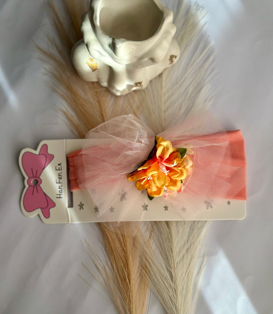 Stretchy flower net headband