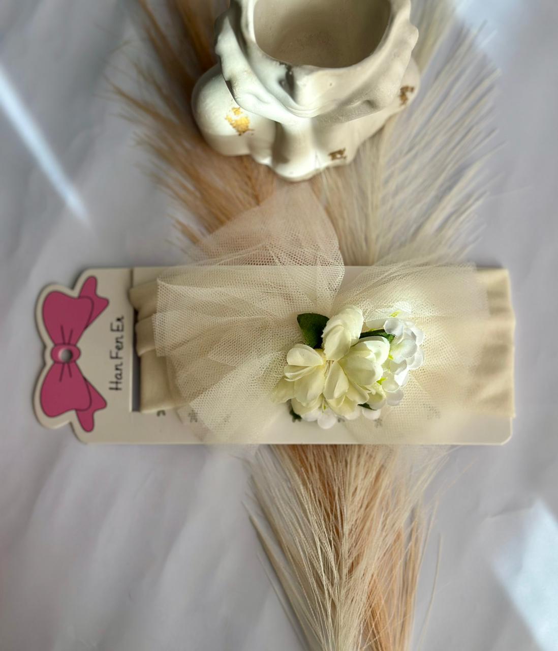 Stretchy flower net headband