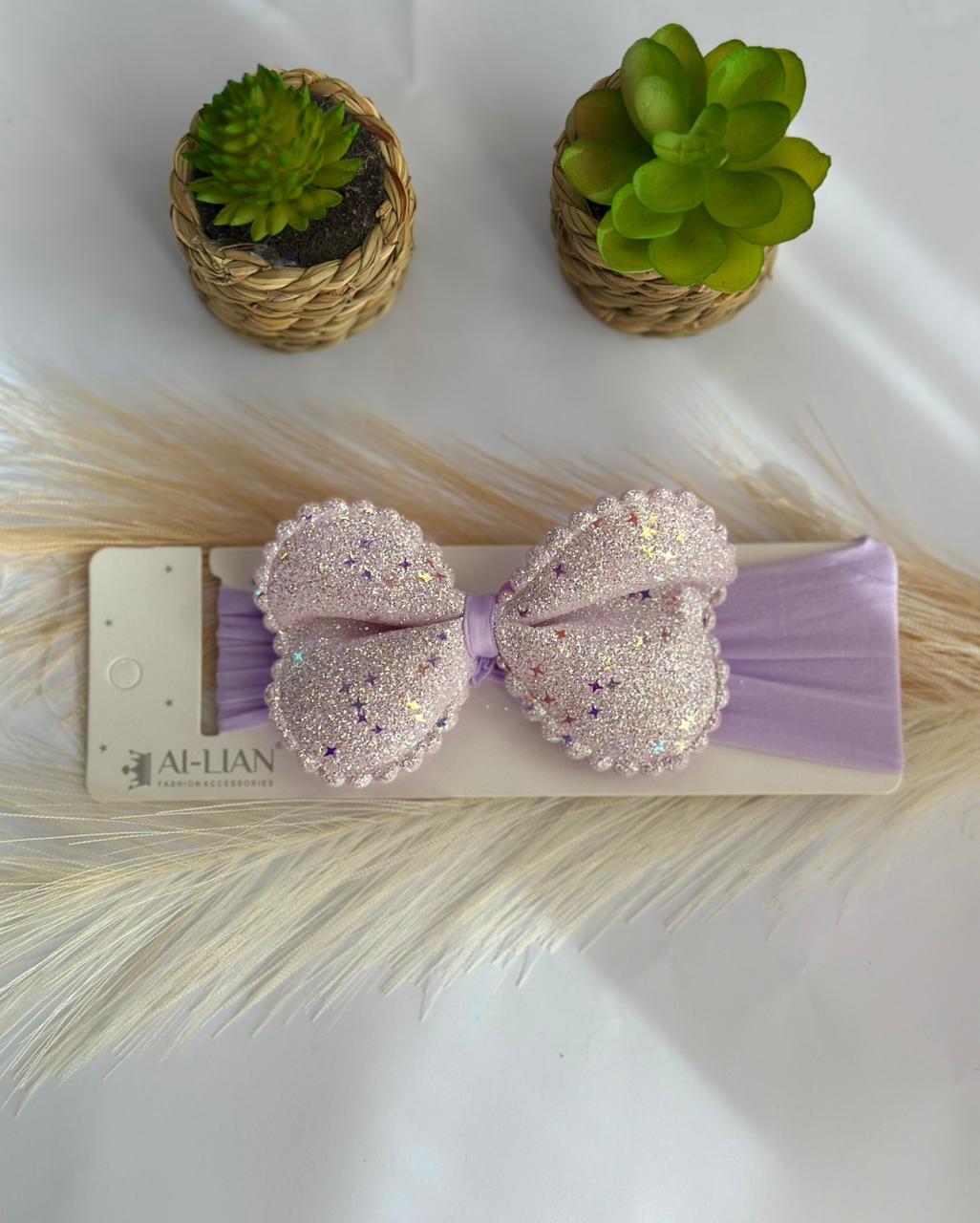 Stretchy glitter bow headband