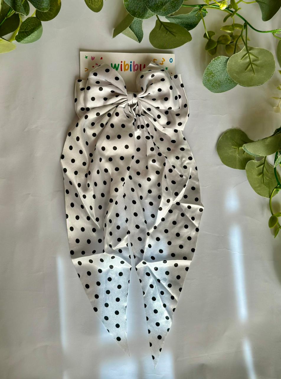 Dots long tail bow clip
