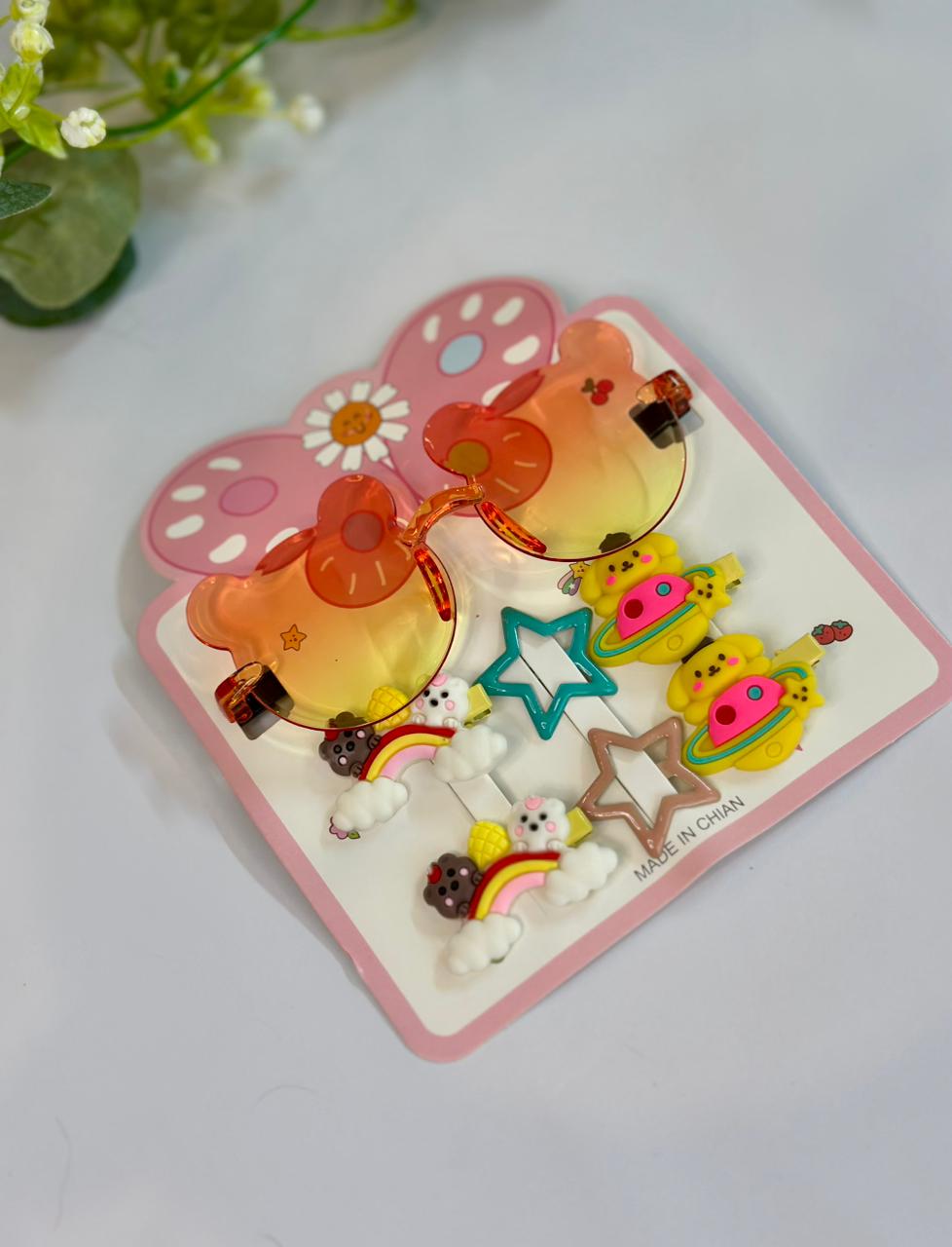 Glasses with hair clips set