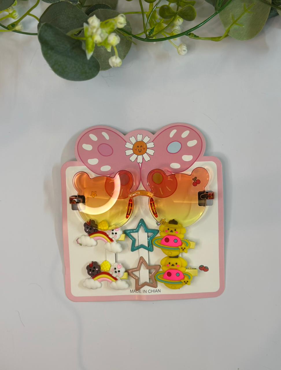 Glasses with hair clips set