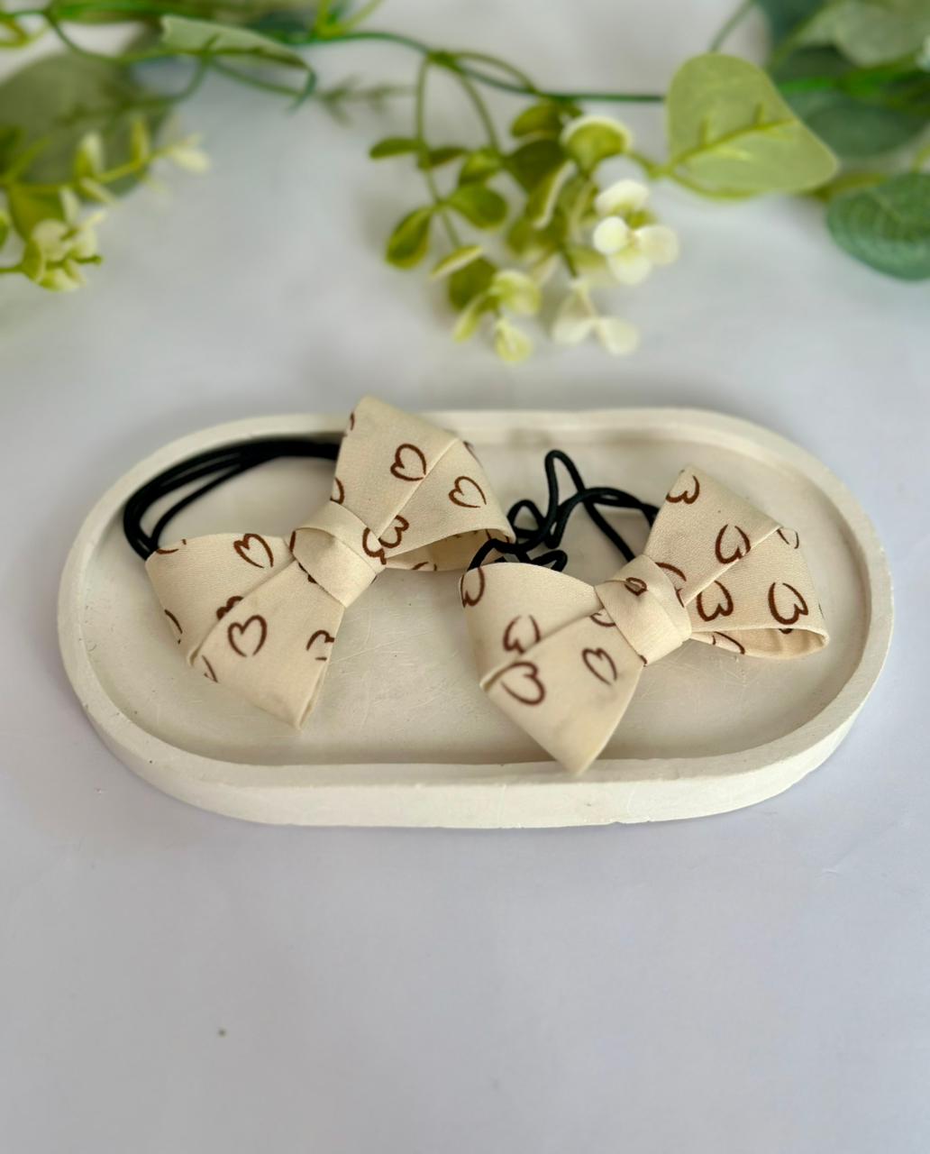 Heart bow hair ties