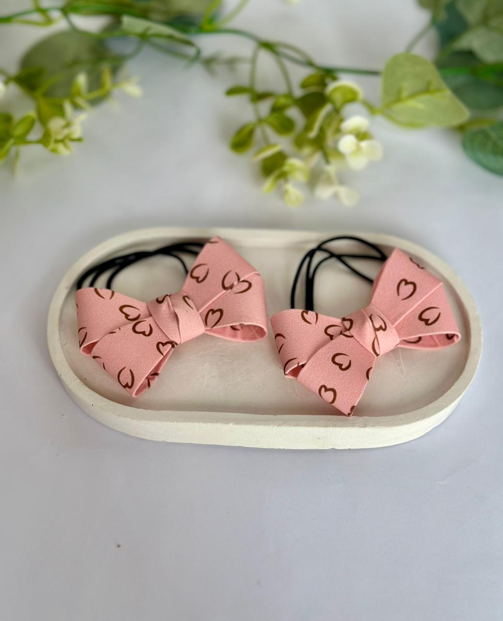 Heart bow hair ties