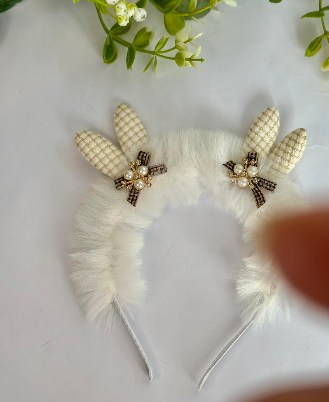 Plush bunny ears headband