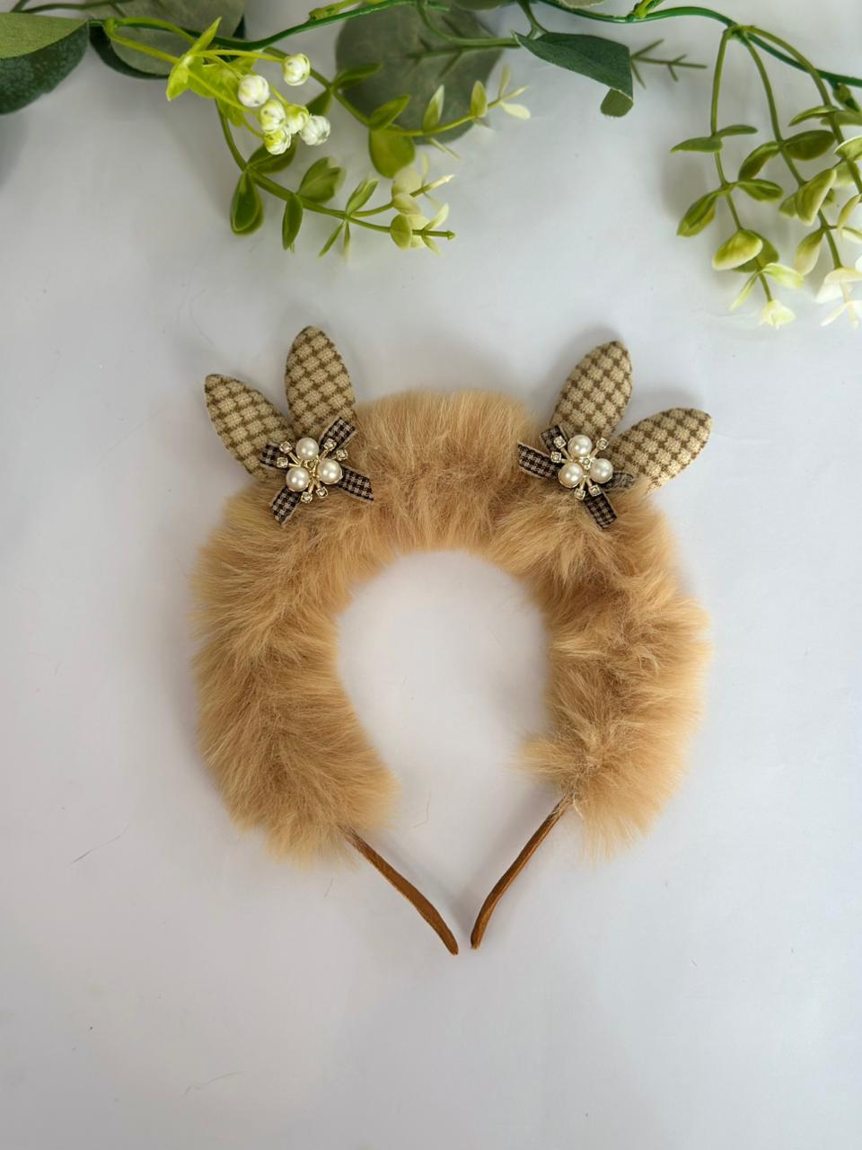 Plush bunny ears headband