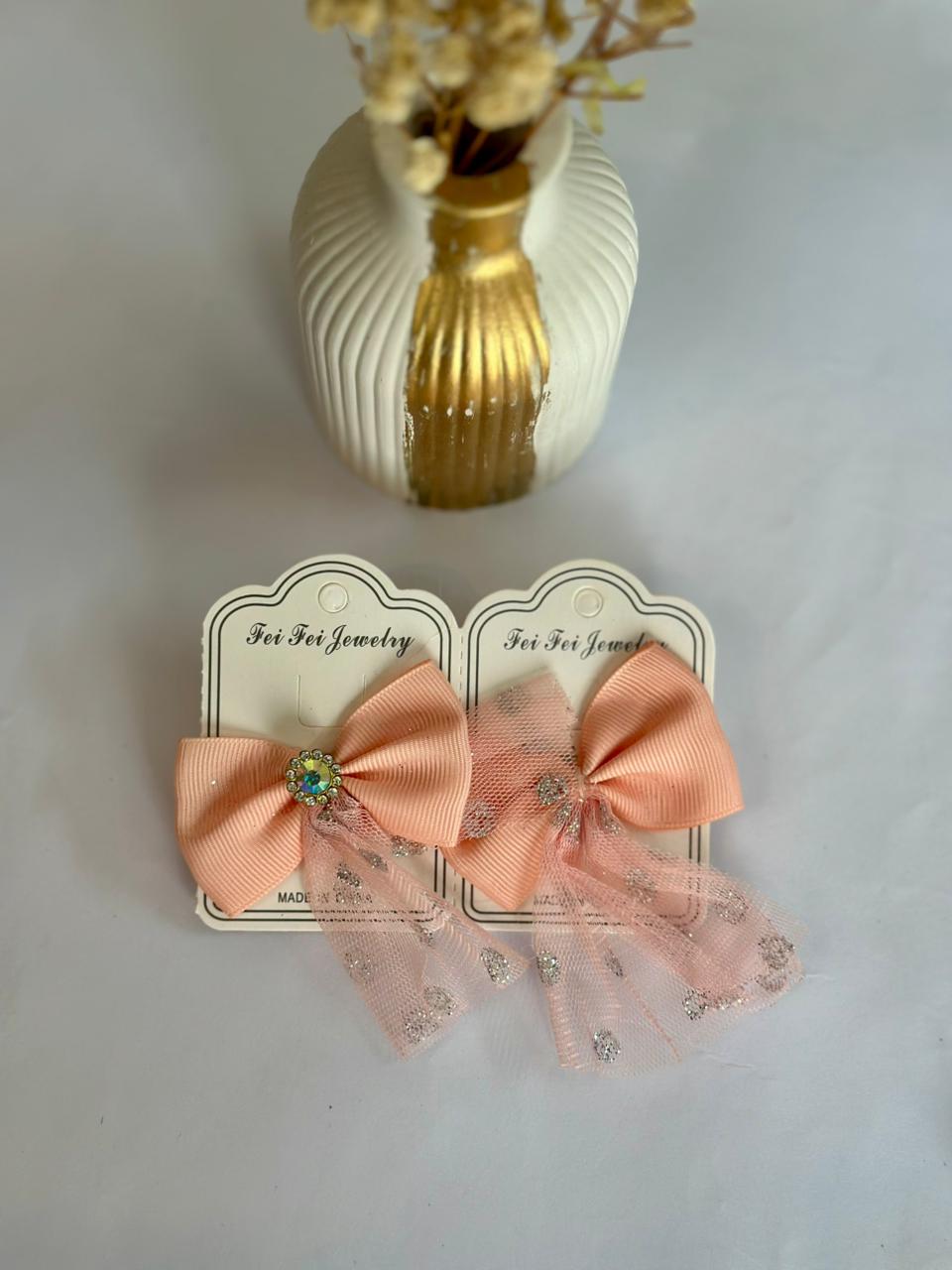 Bow hair clips with net