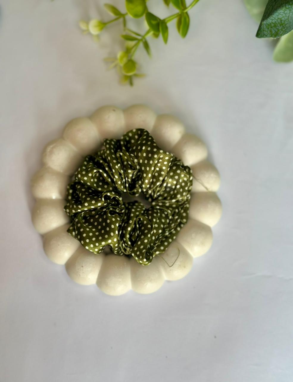 Silk scrunchies with dots
