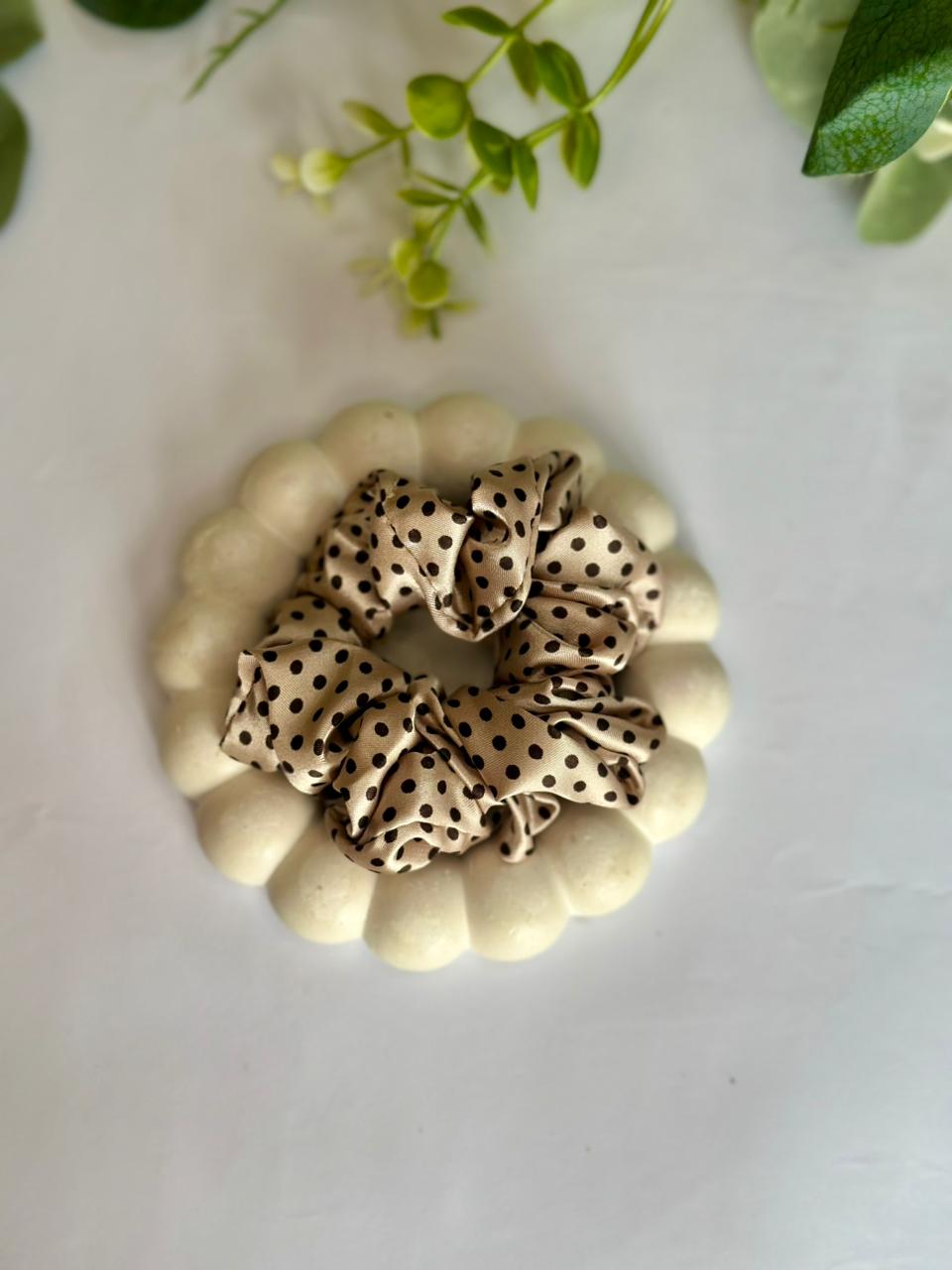 Silk scrunchies with dots