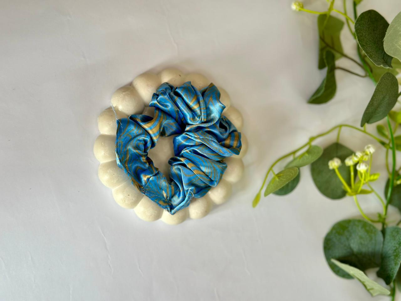 Silk scrunchies with different patterns
