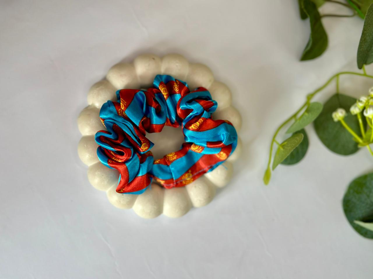 Silk scrunchies with different patterns