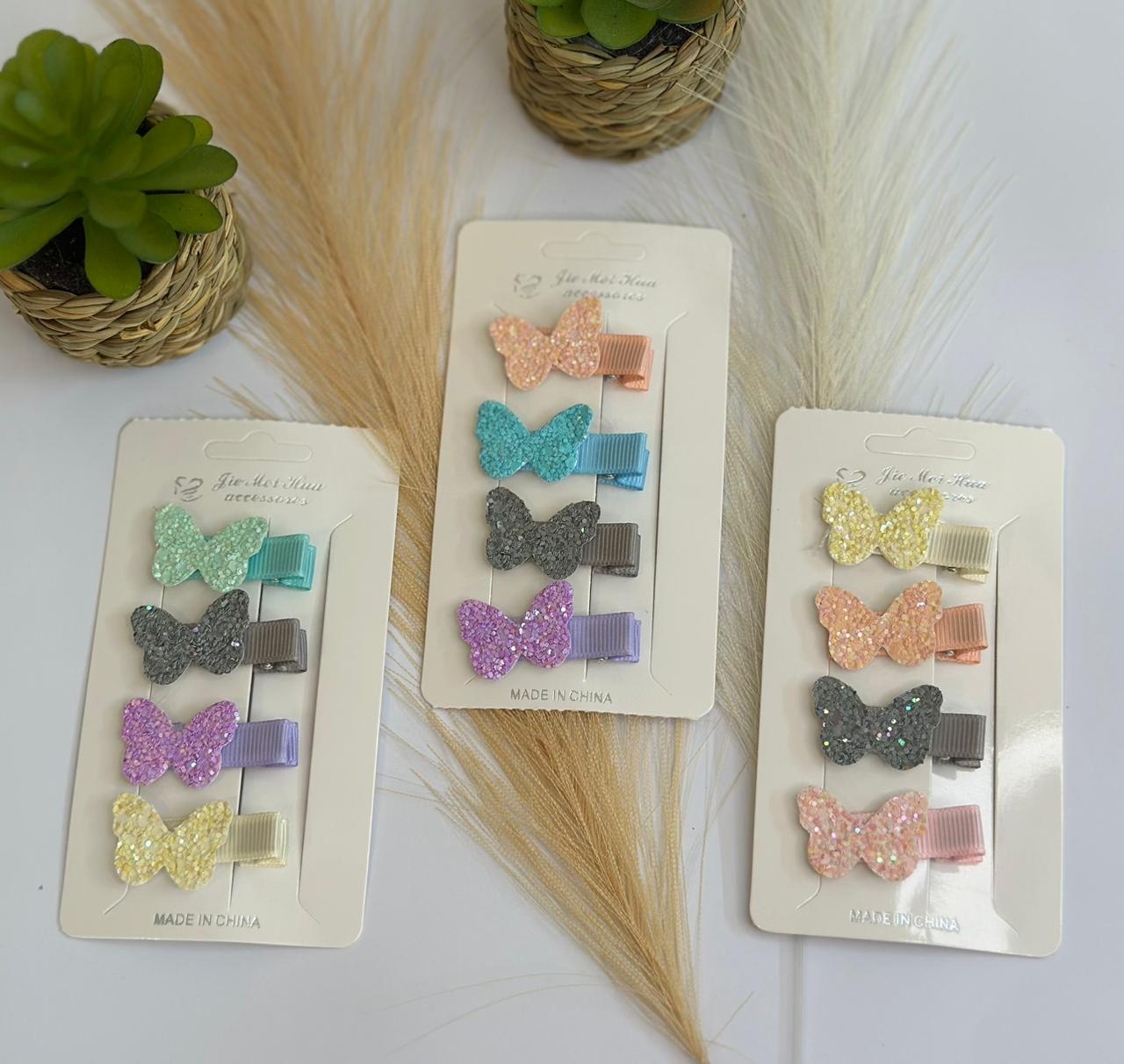 Glittery butterfly 4 pins set
