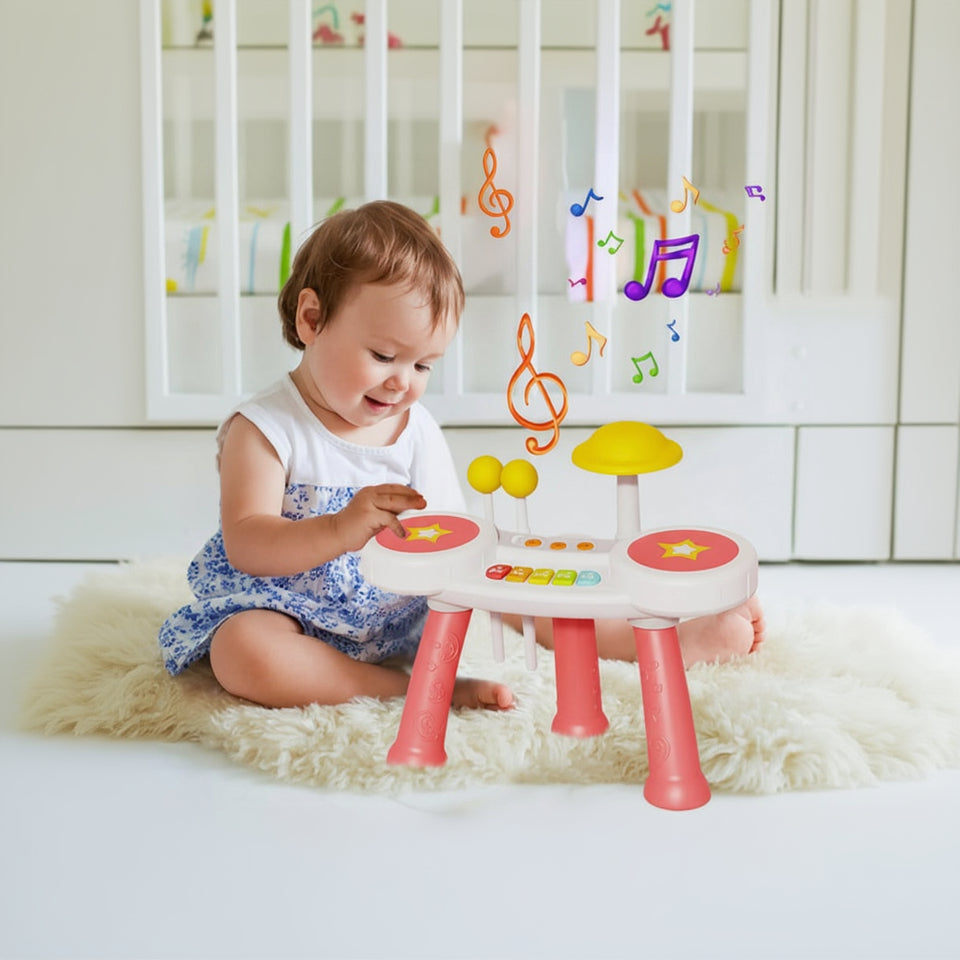 Huanger Drum Kit & Piano Set with Light & Music