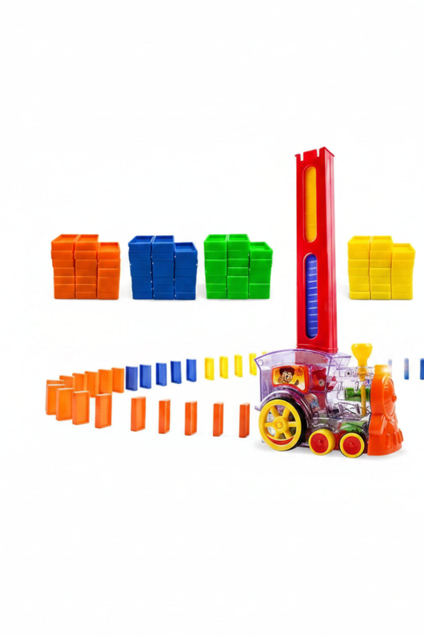 Battery-operated domino laying train set