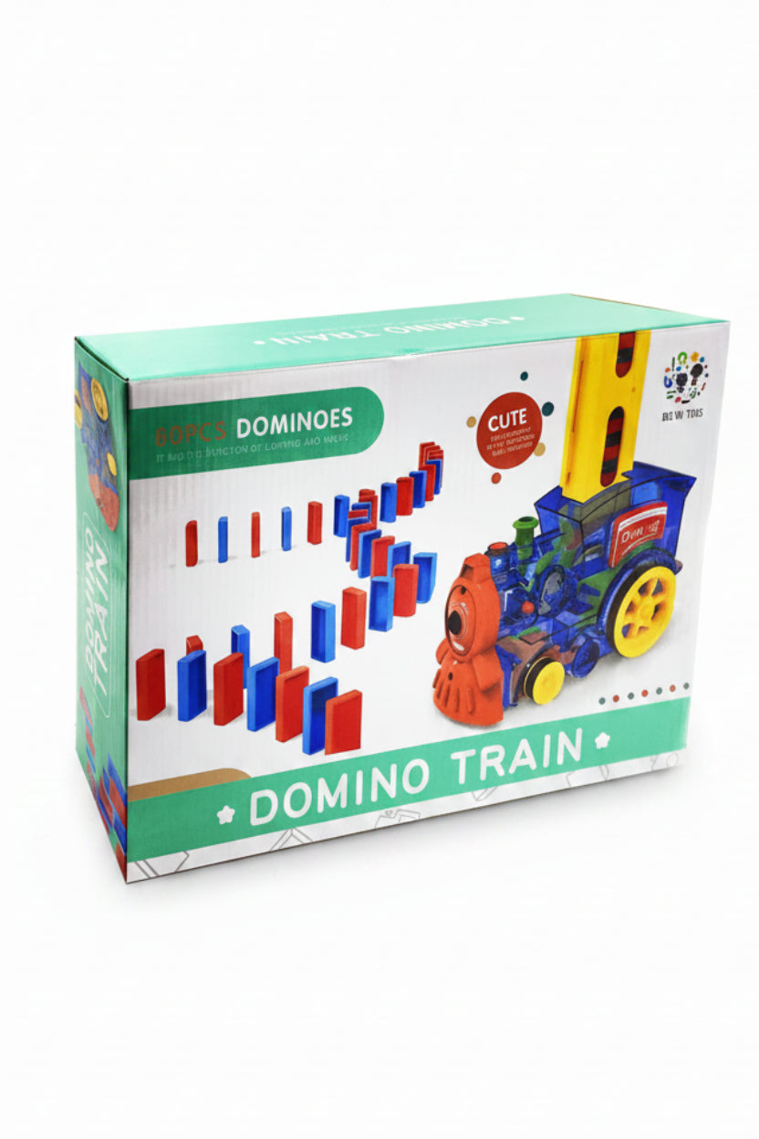Battery-operated domino laying train set