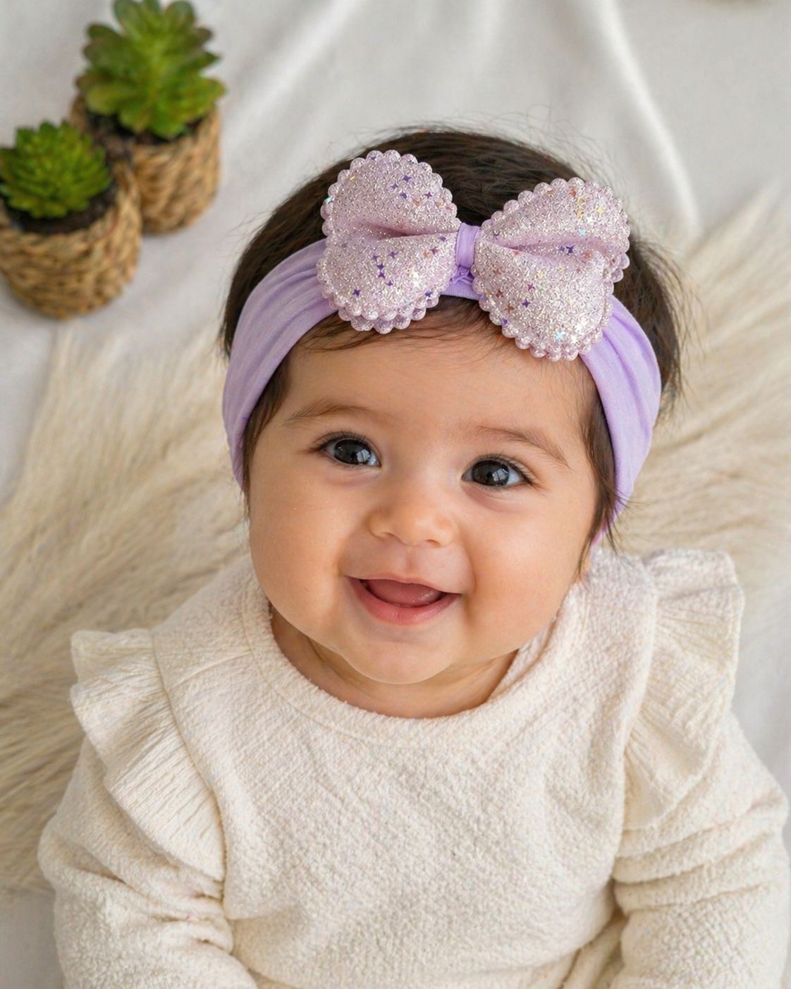 Stretchy glitter bow headband