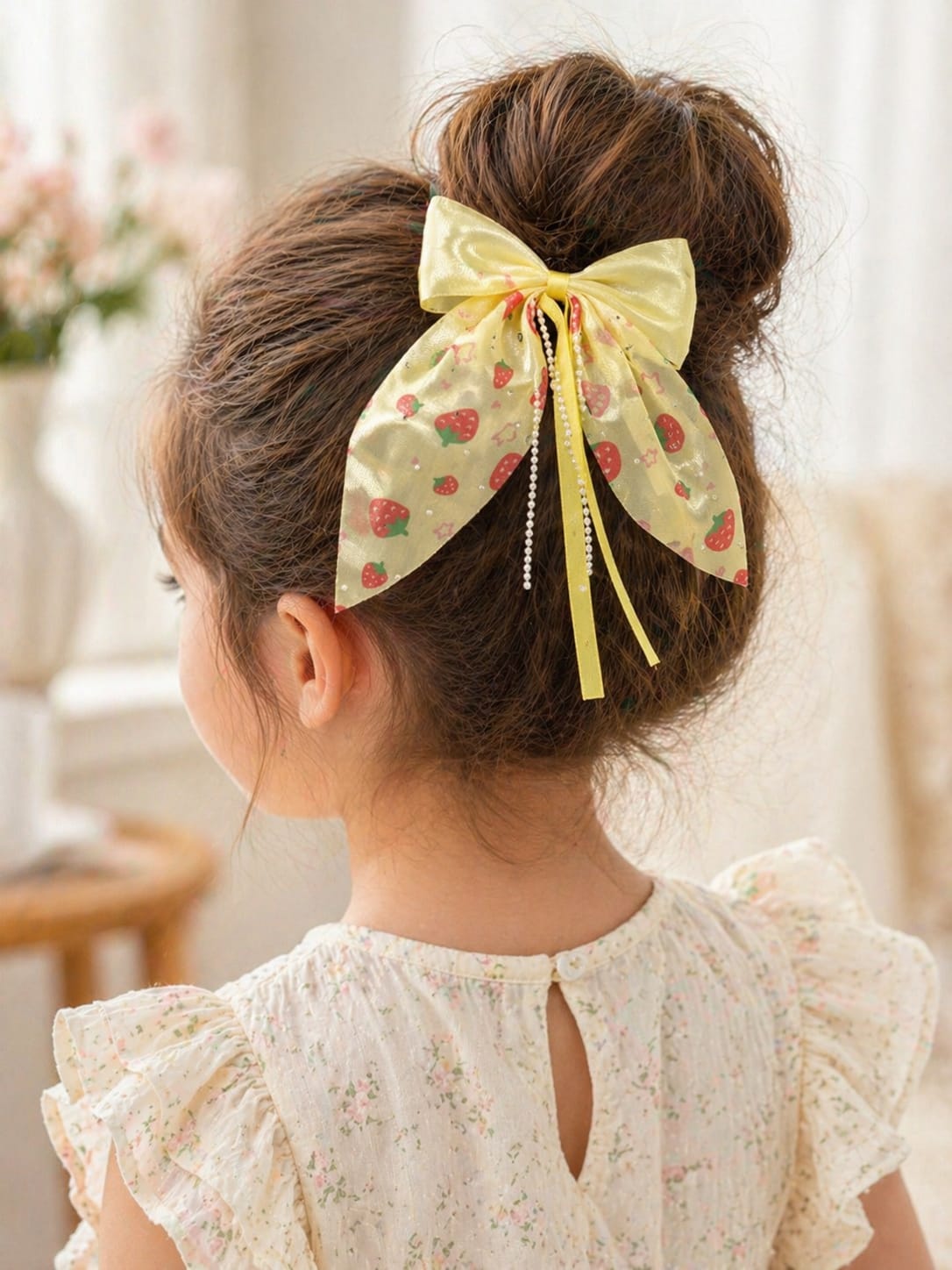 Bow strawberry ribbon clip