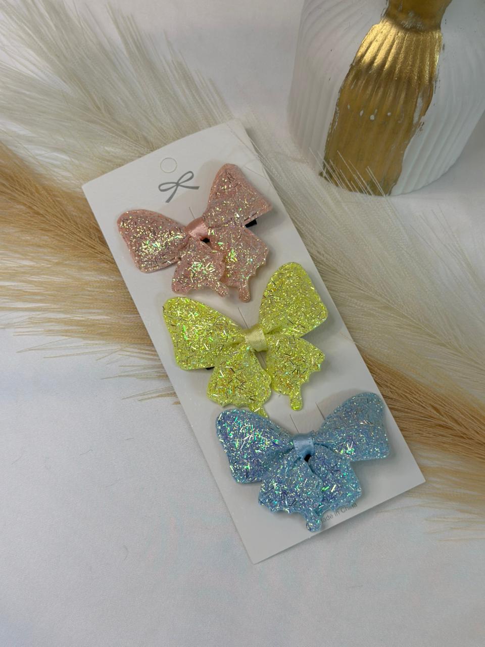 Glittery Butterfly Hair Clip Set (Pack of 3)