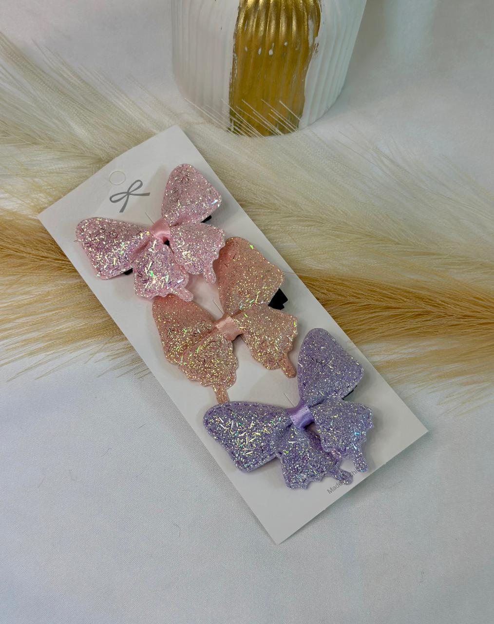 Glittery Butterfly Hair Clip Set (Pack of 3)