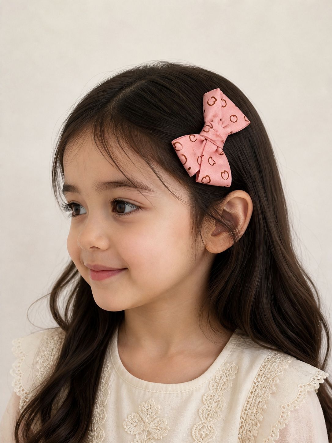 Heart bow hair clip set