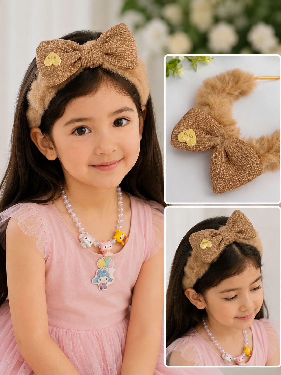 Plush bow headband