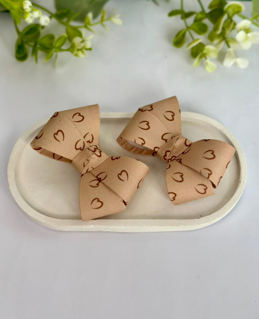 Heart bow hair clip set