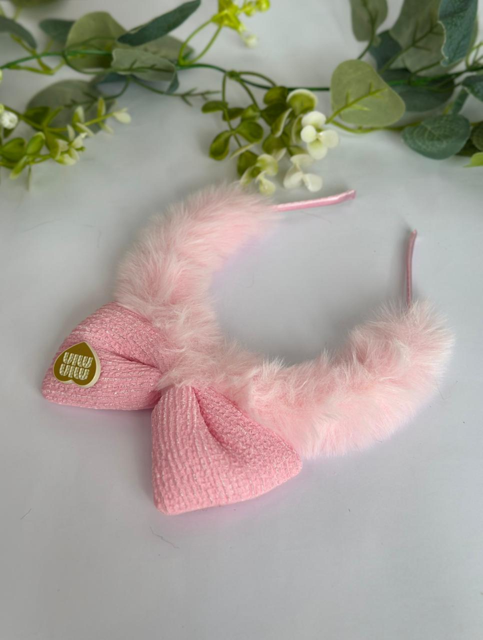 Plush bow headband
